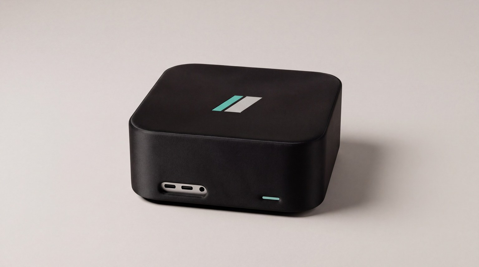 The compact satin-black razorBridge Outpost with a thin teal status light.
